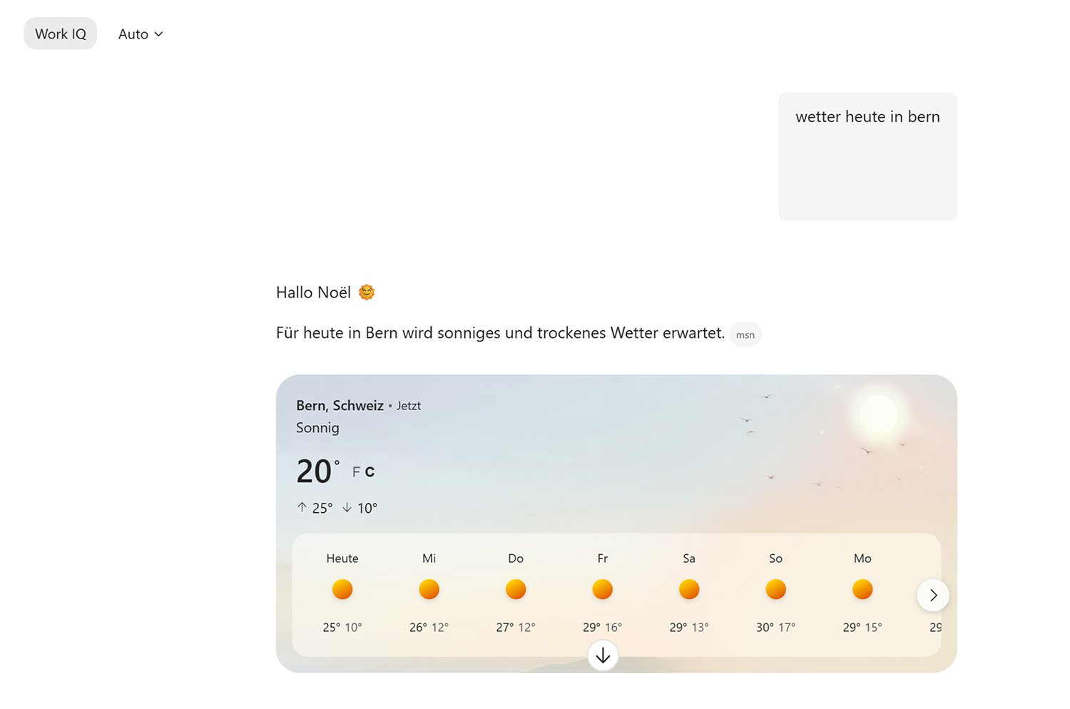 Microsoft Copilot Wave 7 Answer Cards with Weather