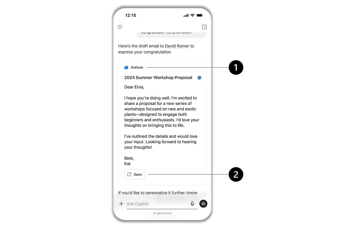 Microsoft Copilot Wave 7: Viewing email on a mobile phone