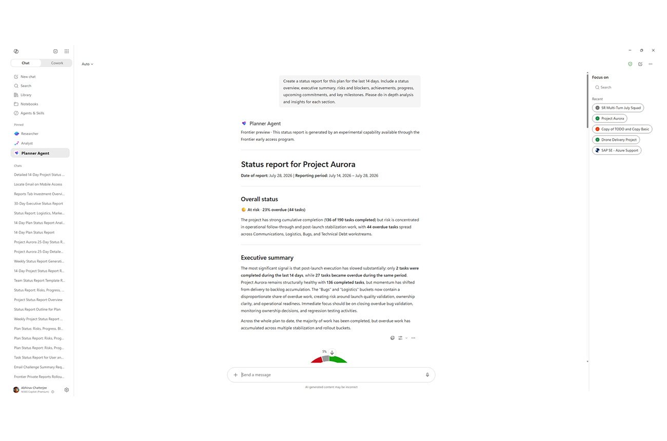 Microsoft Copilot Wave 7 status reports write themselves