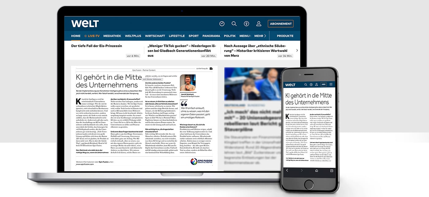 Jannik Reinhard Interview in WELT zu KI in Unternehmensmitte