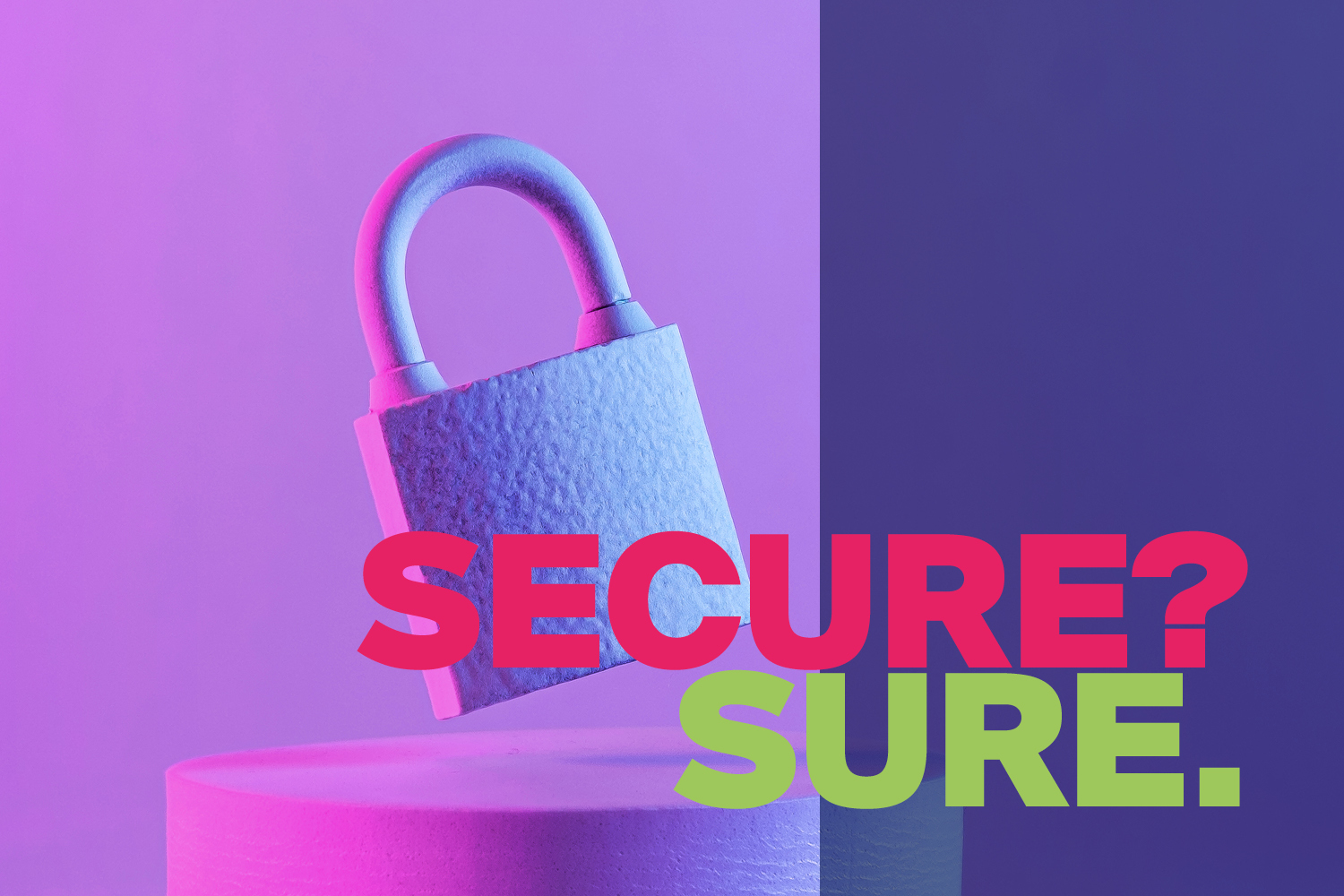 Illustration of a floating padlock as a symbol of IT security and Zero Trust.