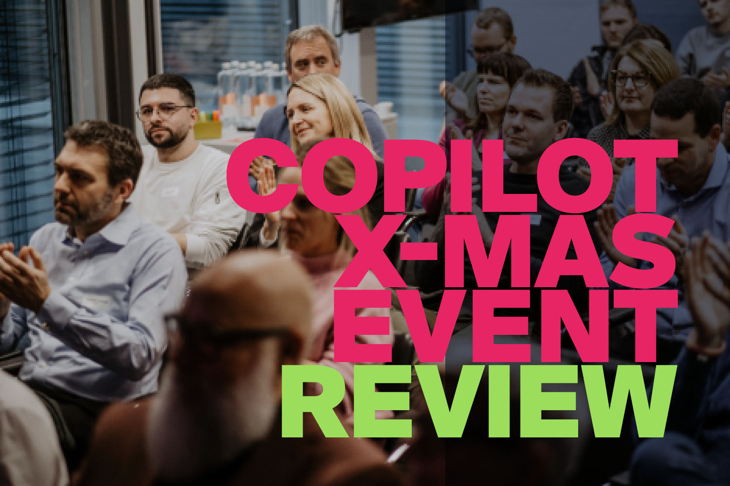 Audience watching a presentation at the Copilot X-Mas Event.