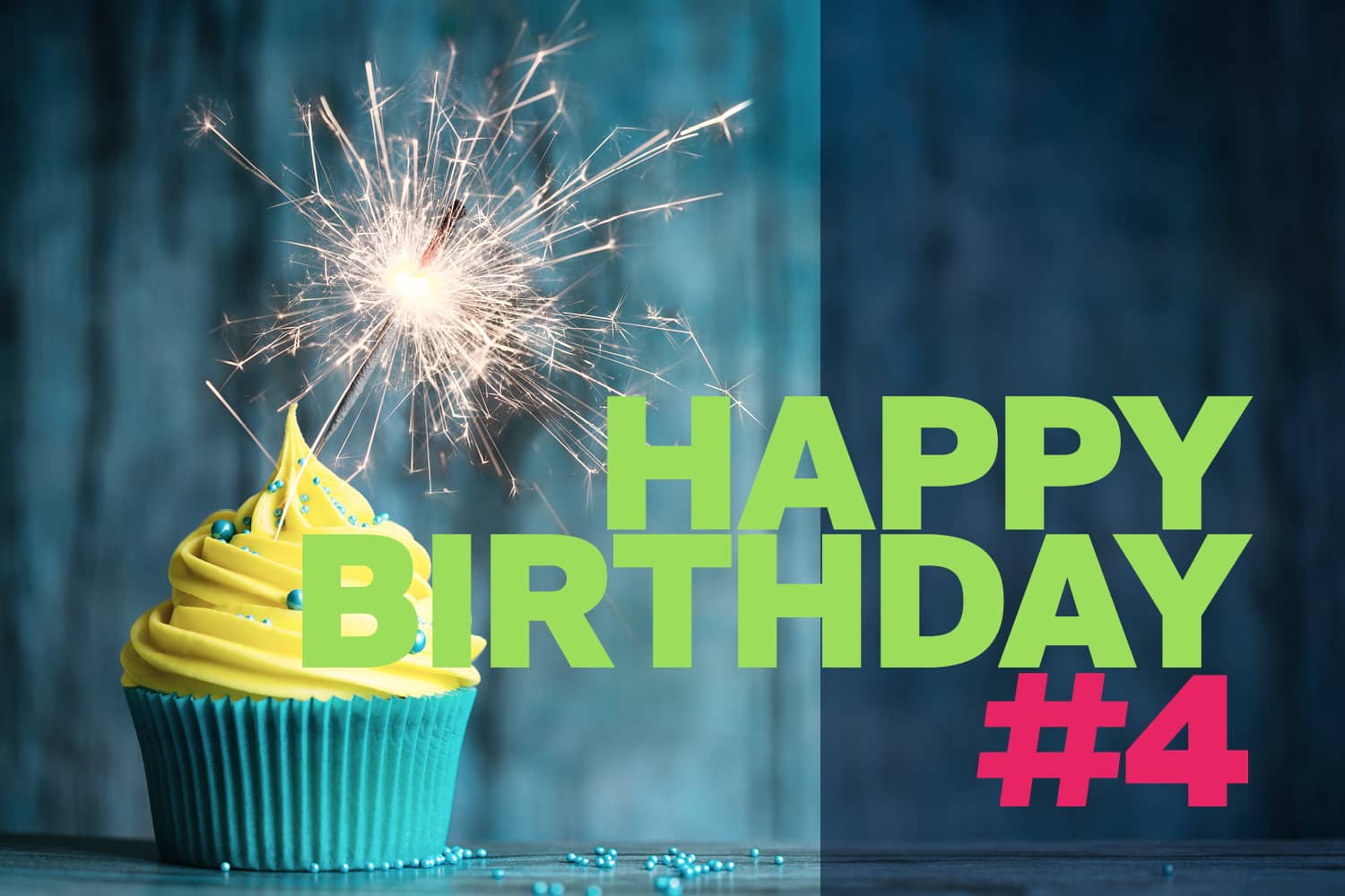 Epic Fusion turns 4 and celebrates with a yellow cupcake and sparkler.