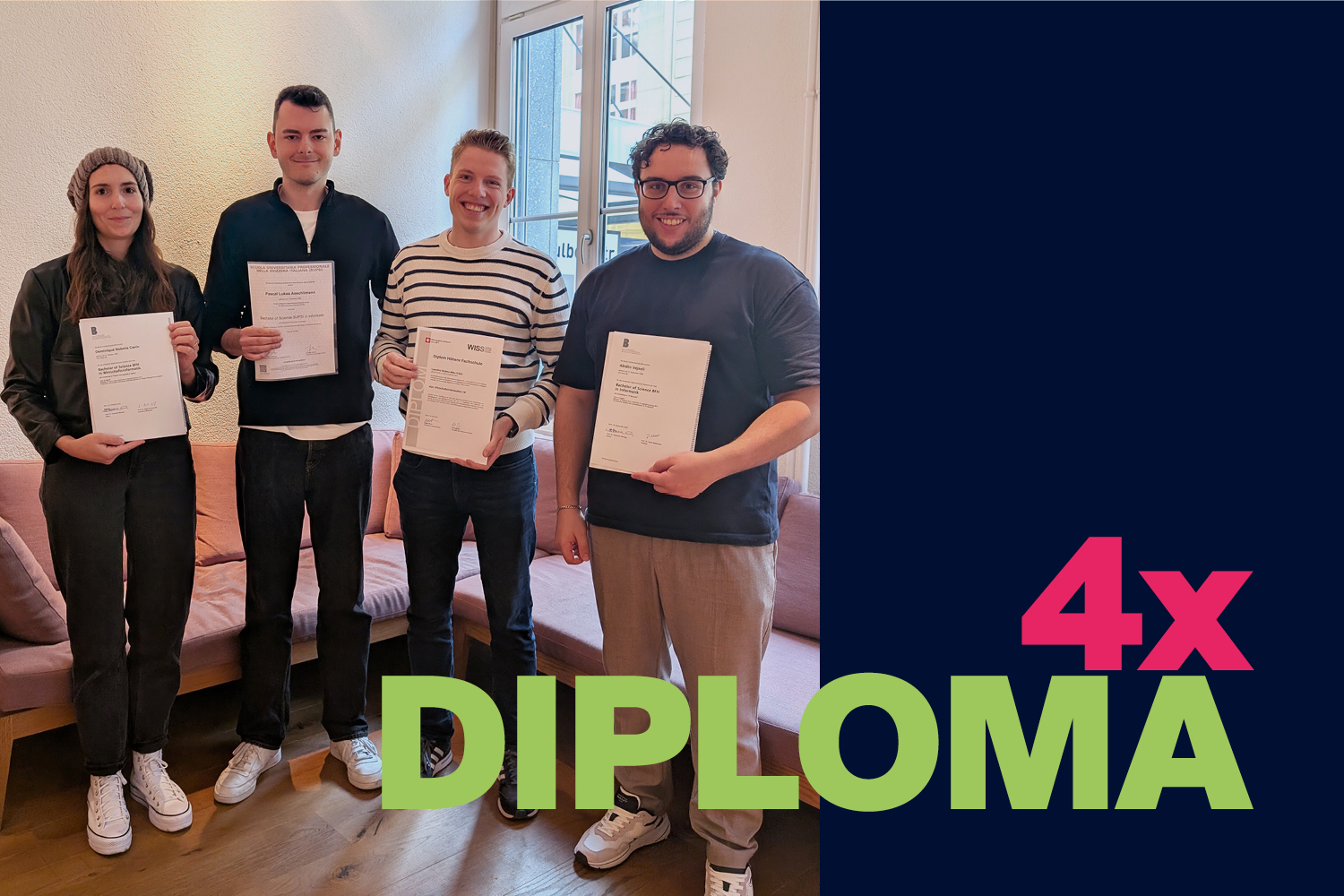 Gratulation zu vier erfolgreich abgeschlossenen Ausbildungen